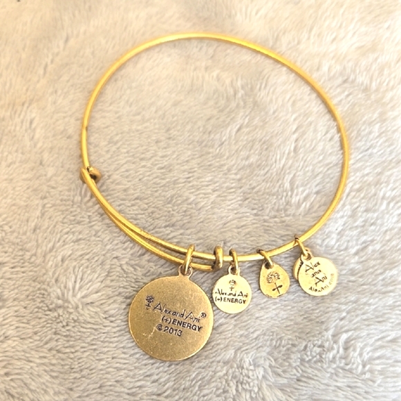 #112 Alex And Ani Gold Charm Bangle Bracelet US Navy - Picture 4 of 4